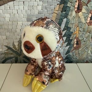Sequin Sloth Plush with Gold Accents